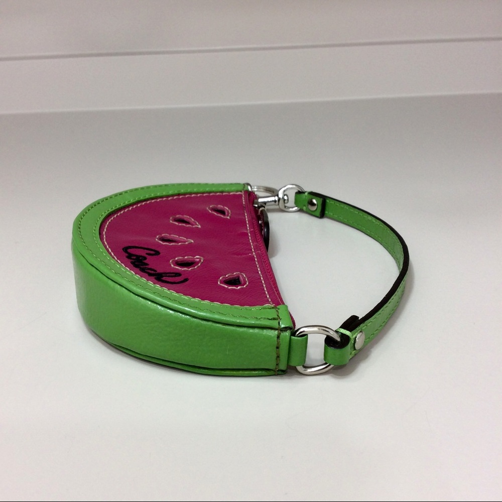 Coach Vintage Watermelon Coin Pouch Pink Green Patent Leather Y2K - Picture 9 of 14